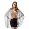 thumbnail image 3 of SWSMCLT Women's See Through Fringe for Wedding Shawl Wraps Shrug Scarf Top Metallic Blouse Beach Summer Black Grey One Size, 3 of 4