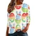 thumbnail image 2 of Royisotas Easter Shirt Women Cute Bunny Graphic Tee Happy Easter Letter Printed Tshirts Casual Short Sleeve Easter Gift Tops, 2 of 9