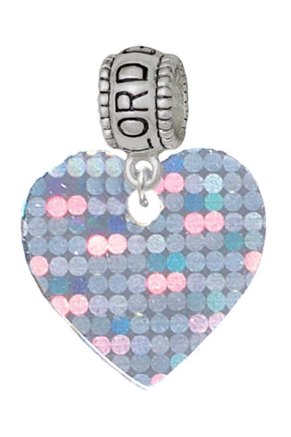 Acrylic Small Hologram Heart Lord Guide Me Charm Bead