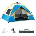 thumbnail image 1 of Tignapoo Quick-Set 3-4 Person Dome Tent with UV Protection, 2 Doors & Windows, Windproof & Waterproof for Outdoor Camping, Hiking, Beach - Dark Green/Blue, 1 of 5
