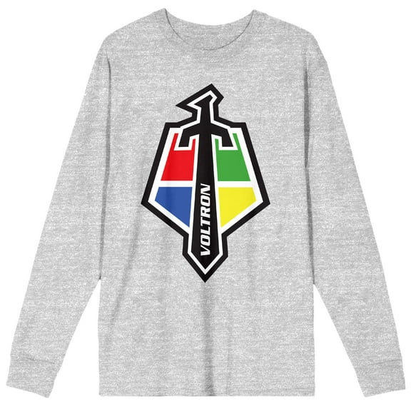 Voltron Sword Crew Neck Long Sleeve Athletic Heather Adult Tee-Medium
