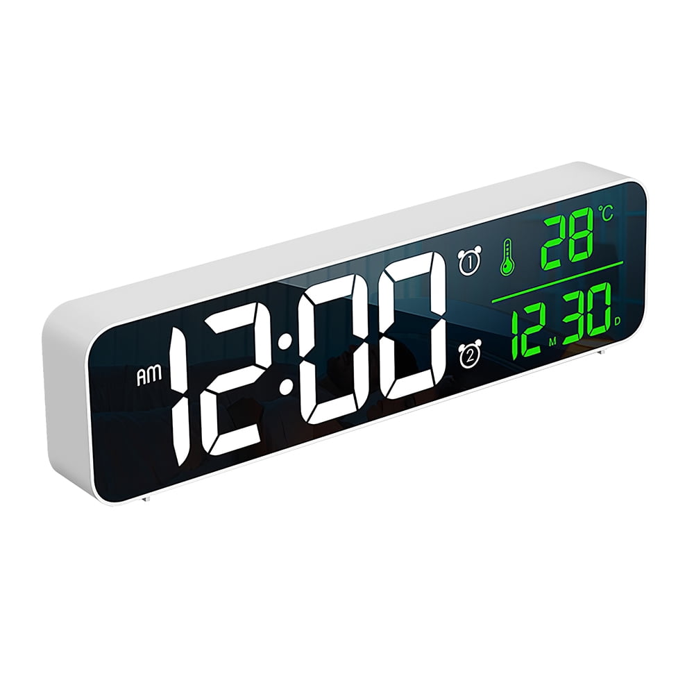 Worallymy LED Alarm Clock Portable Mirror Alarm Clock Dimmable Alarm Clock For Children Bedroom