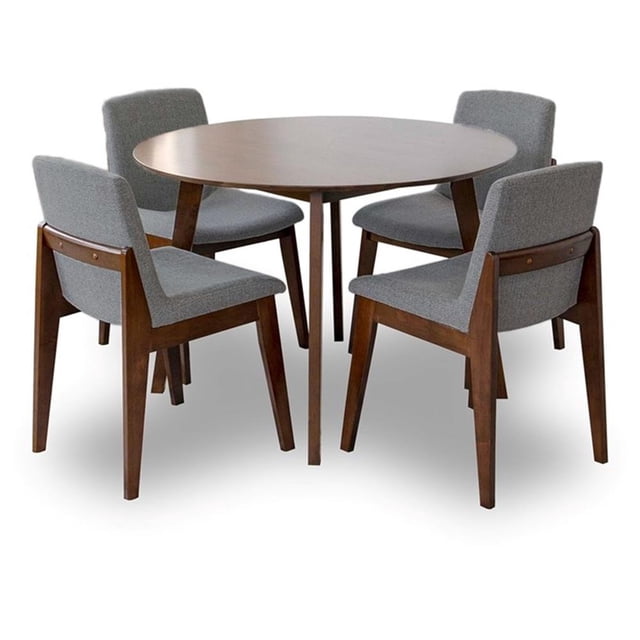 Daenerys Modern Solid Wood Walnut Kitchen & Dining Room Table and Chairs for 4