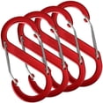 thumbnail image 1 of Mosquetón Resistente TwinLockRed 4Pzas 10kg Forma S Bloqueo Automático Rojo Aleación de Aluminio., 1 of 1