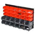 thumbnail image 1 of Wall Mounted Storage Bin Rack Tool Organizer with 30 Bins, Pegboard for Garage Workshops Red, 1 of 7