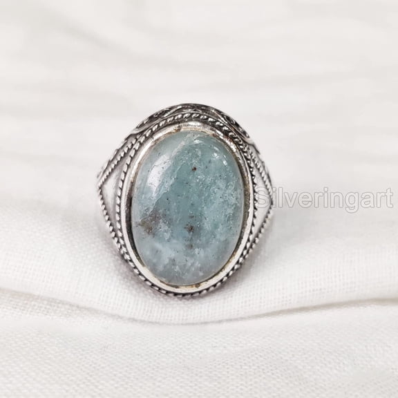 Natural Aquamarine Mens Ring, March Aquamarine Ring, Aquamarine Ring, Silver Jewelry, 925 Silver Ring, Gift, Heavy Mens Ring, Arabic Design, Ottoman Style Ring, Christmas, Turkey Mens Signet Ring