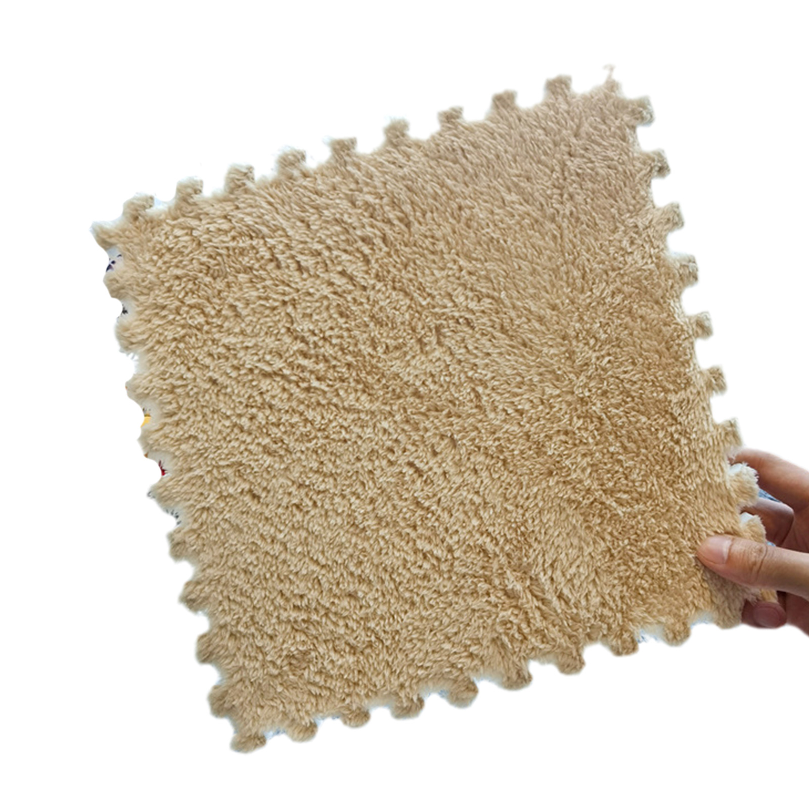 1Pc Interlocking Foam Mat Solid Color Fluffy Carpet Puzzle Floor Tiles