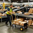 thumbnail image 5 of 2 in 1 Hand Truck Dolly Cart Convertible 4 Wheel Platform Cart with Swivel Wheels 330 Lbs Capacity Heavy Duty Metal Moving Cart for Warehouse, Garden, Grocery, Black, 5 of 17