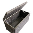 thumbnail image 4 of Krikacy Patio Wicker Side Table Outdoor Coffee Table Rattan Patio Table with Tempered Glass Top for Yard, Garden, Backyard,40" x 22" x 19",Brown, 4 of 6