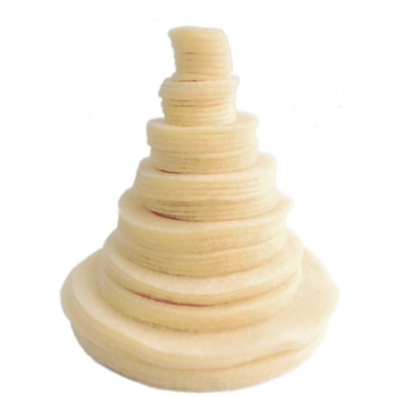 Playfully Ever After Cream Off-White Craft Felt Circles (Mixed Size Pack - 56pc)