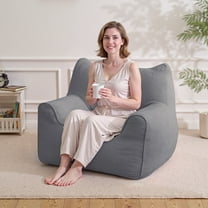 Lusimo Bean Bag Chair for Adults Teens, 3FT Lazy Memory Foam Bean Bag Sofa for Bedrooms, Cat-Ear Design Couch with Corduroy Washable Cover, Lounge Chairs with Pocket for Gaming, Reading, Gray