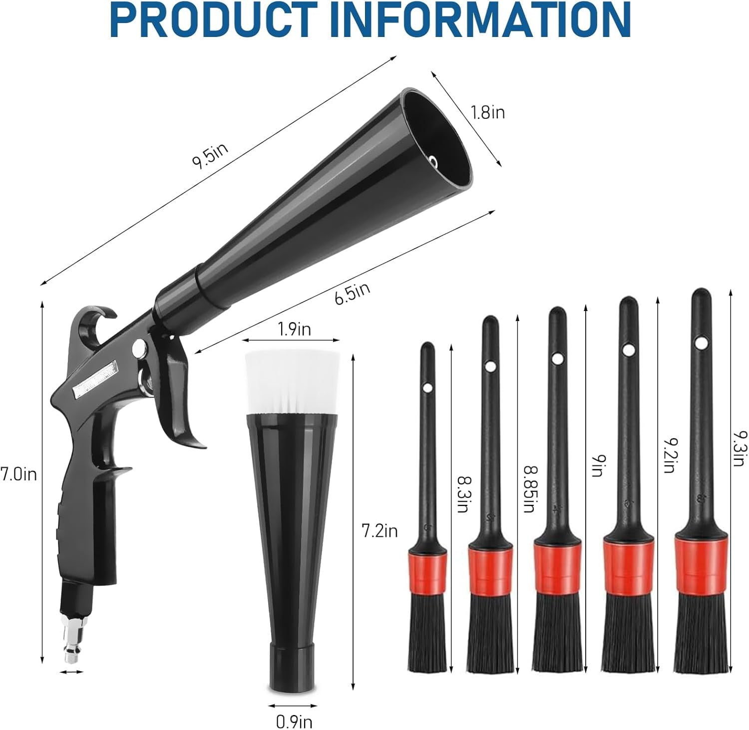 Car Cleaning Air Blow Gun – High Pressure Interior Detailing Tool with 360° Swivel Nozzle, Pneumatic Dust Blower for Auto Carpet Seats Dashboard Console Cleaning