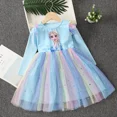 thumbnail image 3 of Vestido de princesa Disney Frozen Elsa para niñas, ropa de otoño para niños, fiesta de cumpleaños, manga larga, con bolsa, 2 a 8 años, 3 of 5
