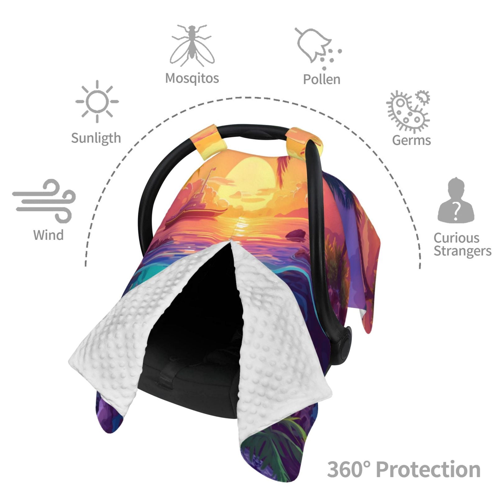 Car Seat Cover Baby - Hawaiian Island Dolphin Breathable Infant Car Seat Cover for Baby Carseat, Lightweight Comfort Baby Essentials Must Haves Newborn Stuff for Girl Boy