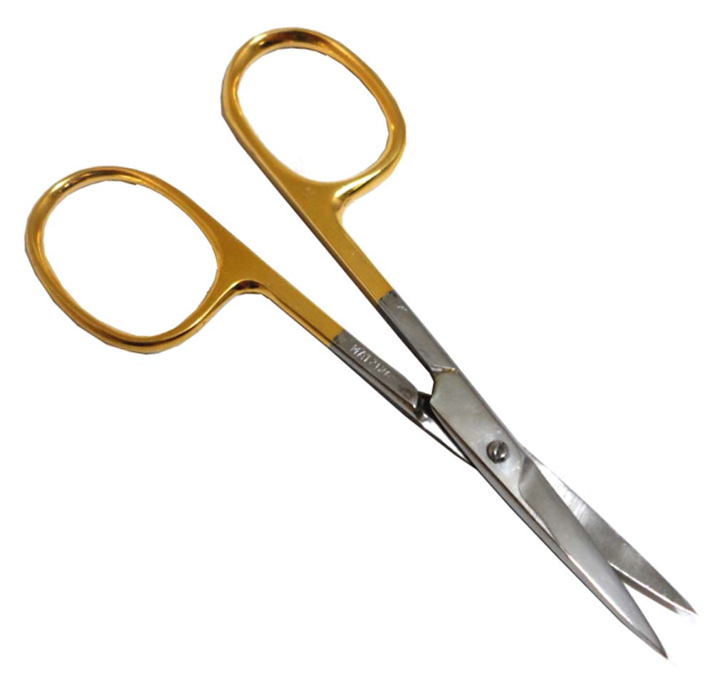3.5" Gold Plated Cuticle Scissors, Large Finger Hole (Pack of 2