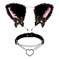 thumbnail image 1 of Juego de 2 diademas y collar de peluche para niñas Jinwen Gargantilla de cadena cintas para el pelo con orejas de gato, 1 of 8