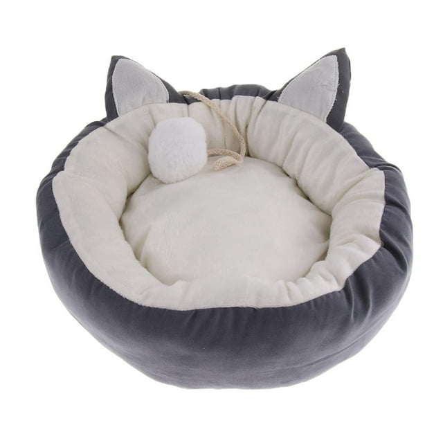 mascota perro cachorro cama redonda suave felpa cálida casa nido estera almohada gris Adepaton LN-0402