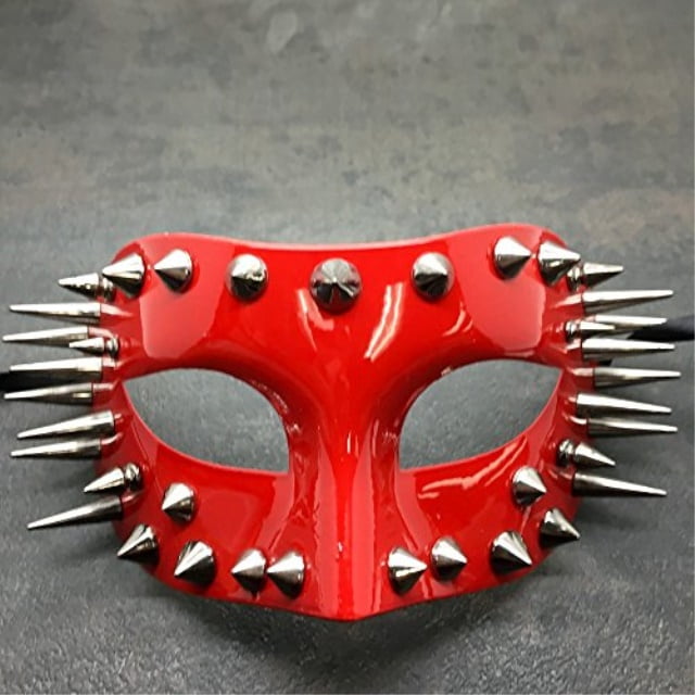 Spiked Red Half Men's Mask Halloween Unisex Masquerade Mask Costume