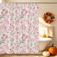 thumbnail image 4 of Pink Spring Floral Shower Curtain Set - 48" x 72" Washable Bathtub Curtain with 12 Hooks, Green Botanical Wildflower Blossoms Waterproof Fabric Stall Shower Curtains for Bathroom/Bathtub Décor, 4 of 8