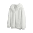 thumbnail image 2 of Aboser Shaggy Fleece Jacket Women Fluffy Sherpa Overcoats Faux Fur Hooded Jackets Winter Warm Long Sleeve Coats Zip Up Outerwear with Pockets, 2 of 5