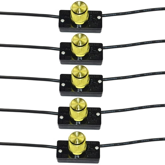HQRP 5-Pack Universal Light Lamp Switch With Rotary Knob 125V 6A