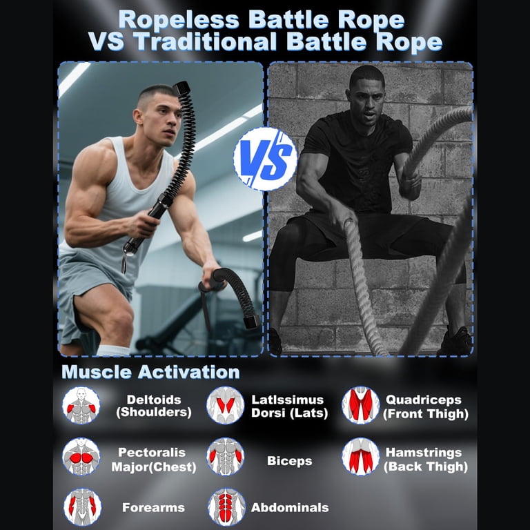 Someone Using Ropeless Battle Ropes Exercise Rope 2025 New Weighted Ropeless Battle Ropes For Home Gym ...
