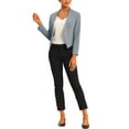 thumbnail image 2 of Women's Work Office Blazer Collarless Business Casual Suit Jacket Cropped Blazer XS Grey, 2 of 6