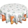 thumbnail image 1 of Nappe d'Automne Ronde 60 Pouces Citrouille Blanche Orange Feuilles Action de Grâce Récolte d'Automne Nappe Décorative Lavable Résistante aux Plis et aux Taches Polyester Couverture de Table pour Fête Dîner Pique-Nique, 1 of 6