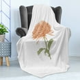 thumbnail image 4 of Dahlia Soft Flannel Fleece Throw Blanket, Vintage Style Single Blossom of Chrysanthemum Sketching in Color, Cozy Plush for Indoor and Outdoor Use, 50" x 60", Pale Orange Army Green, by Ambesonne, 4 of 5