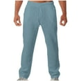 thumbnail image 2 of Pantalones largos para hombre, lisos, informales, con bolsillos, cintura elástica, para exteriores, de poliéster, 2 of 6