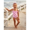 thumbnail image 5 of BemeyourBBs Toddler Baby Girl Strawberry Bow Cherry Swimsuit Infant Bathing Suit One-Piece Swimsuits Sun Hat Set Front Bow Rash Guard Spaghetti Strap Swimwear Summer Beach Wear Headband, 5 of 9