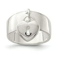 thumbnail image 1 of White Sterling Silver Ring Band Themed Dangle Lock, 1 of 2