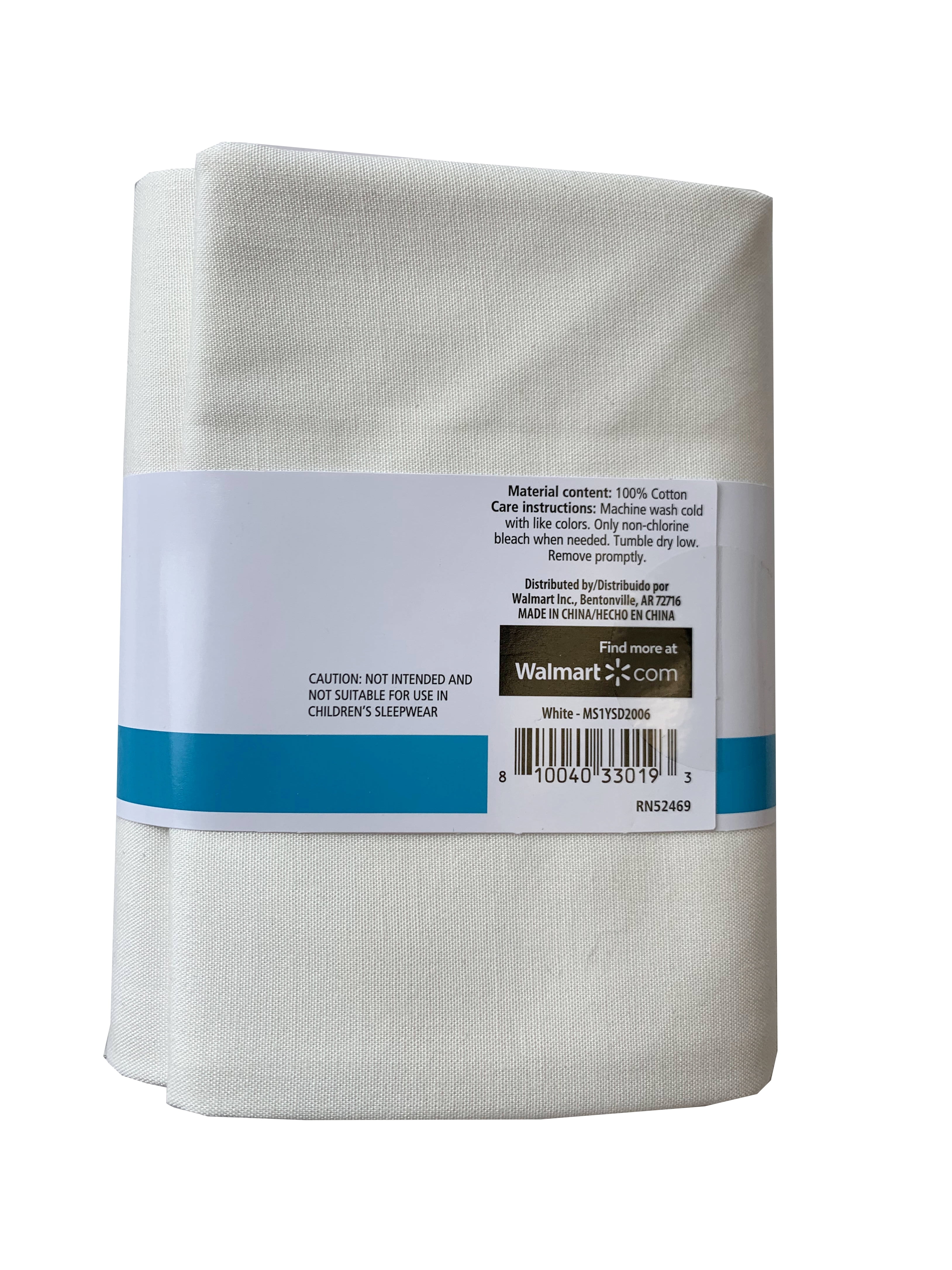 (2 pack) Mainstays 100% Cotton 1 Yard Precut Fabric Solid White