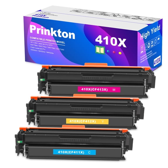 410X Toner Cartridge (with Chip) Replacement for HP 410X 410A CF411X CF412X CF413X Compatible with HP Color Laserjet Pro MFP M477fnw M477fdw M477fdn M452nw M452dw(1 Cyan/1 Yellow/1 Magenta)
