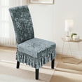 thumbnail image 4 of Thickened Velvet Stretch Chair Cover with Skirt, High-Elastic Universal Slipcover for High-Back Dining Chairs – Wrinkle-Free, Non-Slip Seat Protector for Home Hotel Wedding Banquet Decor, 4 of 6