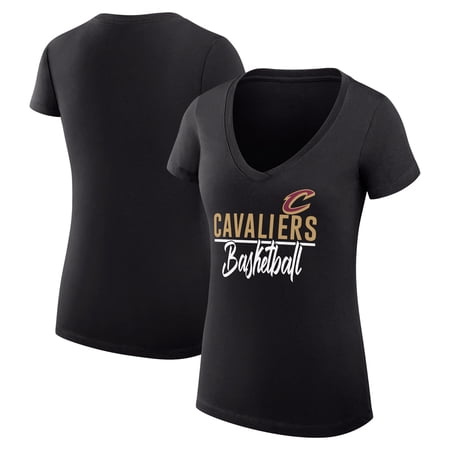 Women's G-III 4Her by Carl Banks Black Cleveland Cavaliers Super-Slim Fit Lightweight Team Sport V-Neck T-Shirt