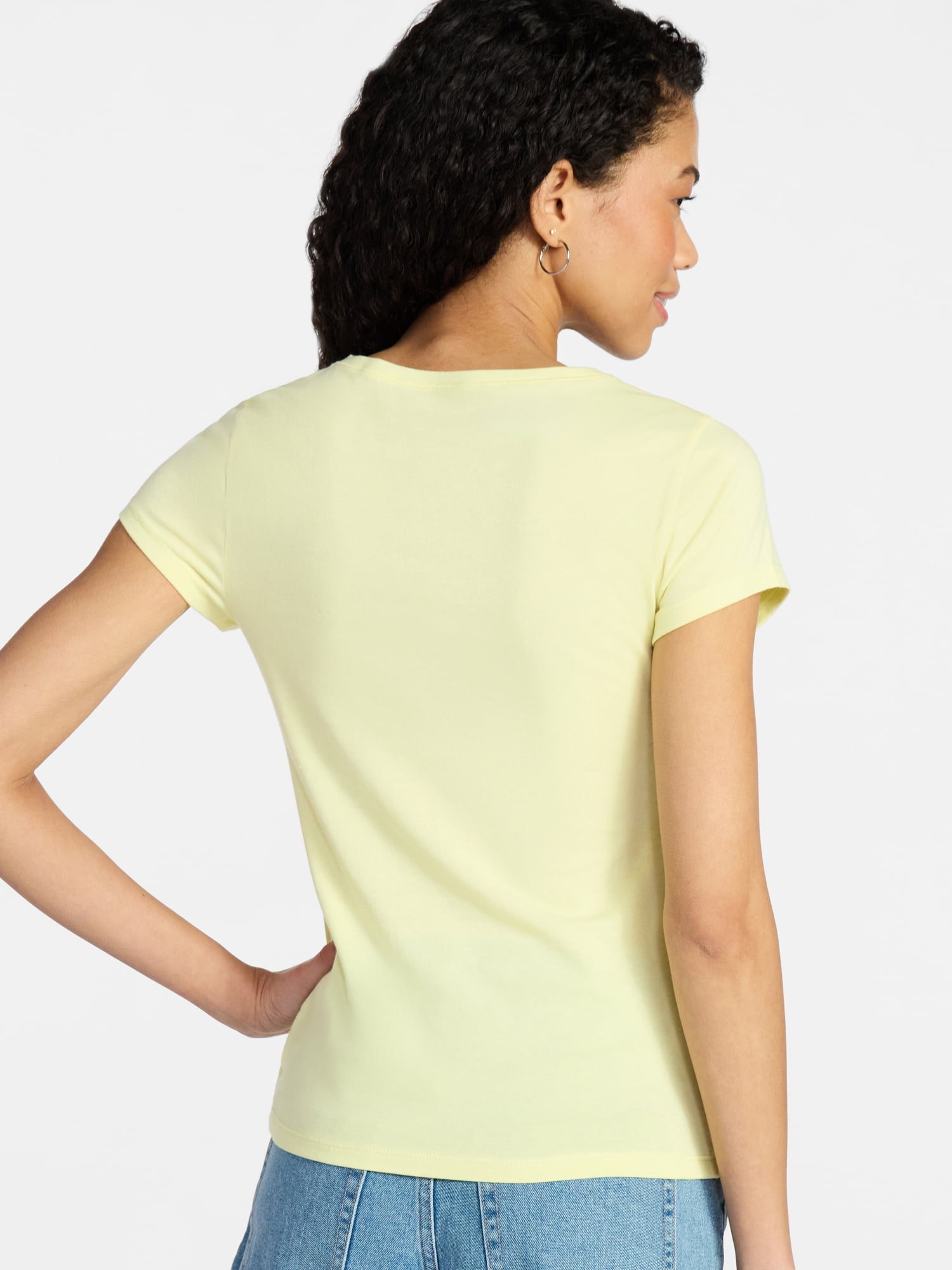 No Boundaries Crew Neck Tee with Short Sleeves, 1 or 3-Pack, Women’s Sizes XXS-XXL