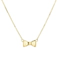 thumbnail image 2 of 14K Yellow Gold Puff Bow Knot Pendant Italian Rolo Chain Statement Necklace 18", 2 of 6