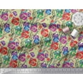 thumbnail image 2 of Soimoi Rayon Fabric Leaves & Poppy Floral Print Fabric by the Yard 56 Inch Wide, 2 of 3