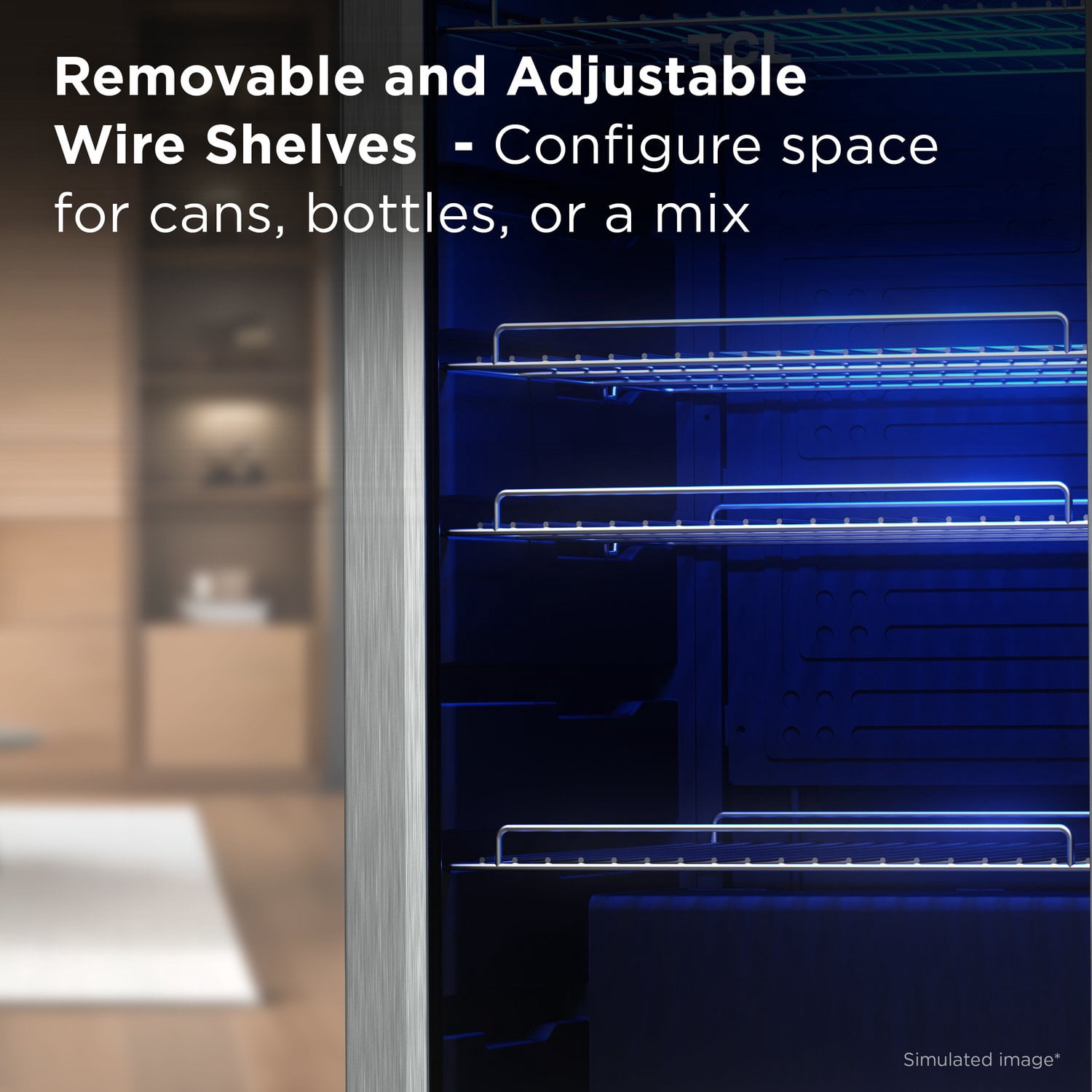 TCL Stainless Steel Single Door 121 Can Beverage Cooler for Kitchen, Bedroom & Office, 3.0 Cu. Ft.