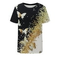thumbnail image 4 of Pntutb moda adulta mujer cuello redondo manga corta tops camiseta estampados blusa suelta Pntutb Pntutb-7256, 4 of 5