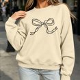 thumbnail image 5 of Bow Knot Crewneck Sweatshirt For Women Fall Fleece Lined Long Sleeve Cute Casual Loose Pullover Tops, S-XXL, 5 of 6