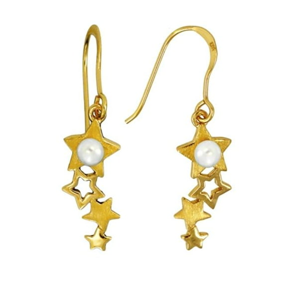 Little Sparkles Tumbling Stars Earrings - Yellow Gold Sterling Silver 925