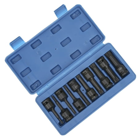 

Bit Socket Set Cr-mo Socket Tool Auto Repair Tool 10Pcs Socket Set 1/2in Drive Screwdriver Bit CRMO Impact M5M18 Tool 78mm Length W/Storage Box