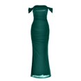 thumbnail image 3 of Women's Off Shoulder Bodycon Dress Ruched Fitted Midi Formal Party Club Sleeveless Elegant Gown, 3 of 7