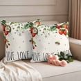 thumbnail image 2 of Live Love Laugh Pillow Covers 2 Pack Summer Strawberry Flower Bee Pillowcase Waterproof Outdoor Throw Pillow Cover for Patio Garden Square Cushion 24”x24”, 2 of 9