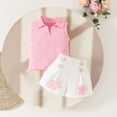 thumbnail image 2 of 0-5y Kids Girl Summer 2pcs Outfits Sleeveless Lapel Tank Tops Floral Skirt Shorts Set Children's Clothing Sets, 2 of 9