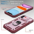thumbnail image 6 of iPhone 12 Case,Dteck Shockproof Rubber Slide Camera Lens Protection Hybrid PC Ring Holder Kickstand Card Slot Design Cover For Apple iPhone 12 6.1-inch,Pink, 6 of 9