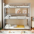 thumbnail image 3 of Euroco Metal Twin Bunk Bed,Triple Bed for Kids Room,3 Bed for Kids Teens Adults, Space-Saving,Silver, 3 of 8