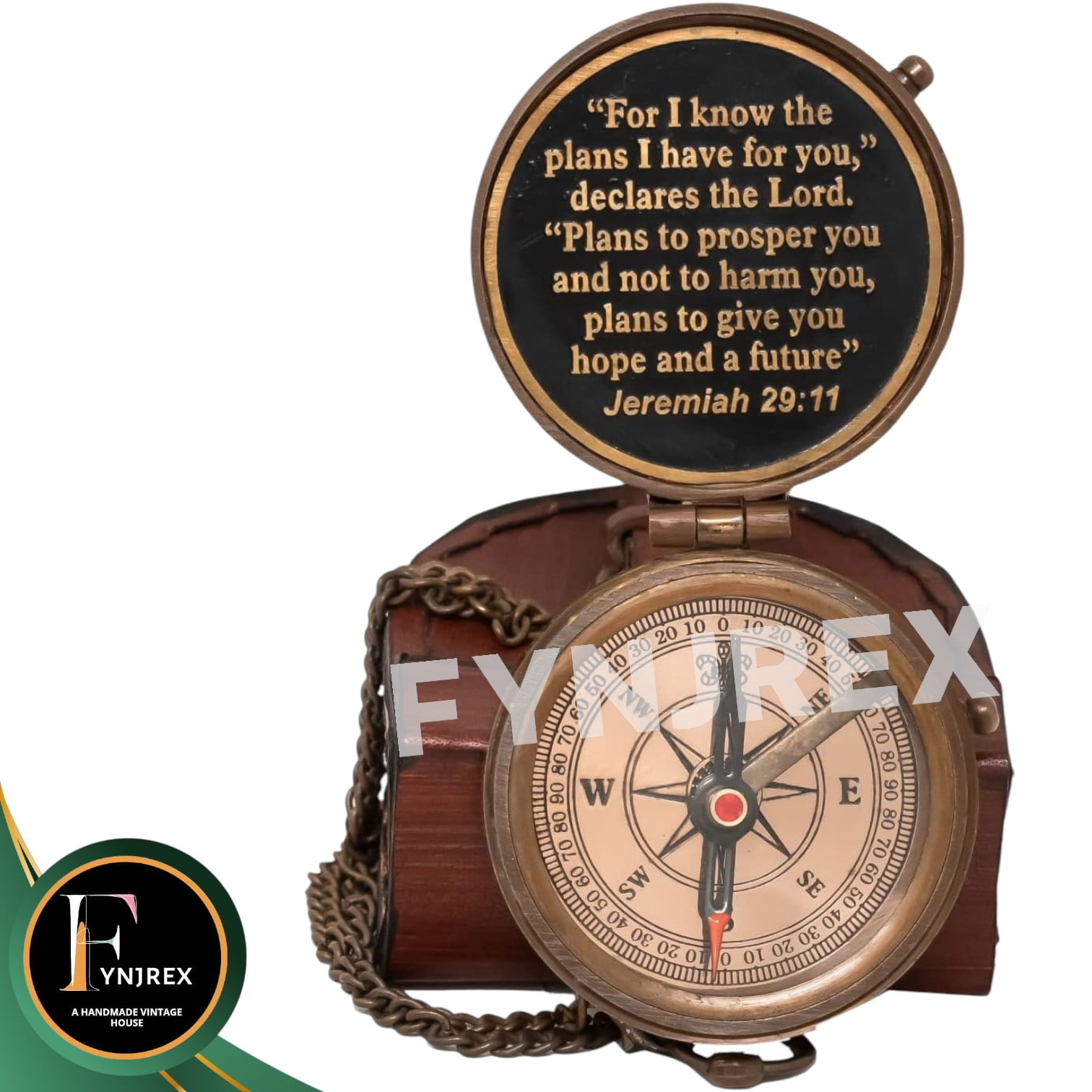 Engraved Antique Brass Compass with Leather Case – Jeremiah 29:11 Bible Verse “For I Know the Plans” Religious Gift for Son, Dad, or Loved Ones, Inspirational Christian Keepsake